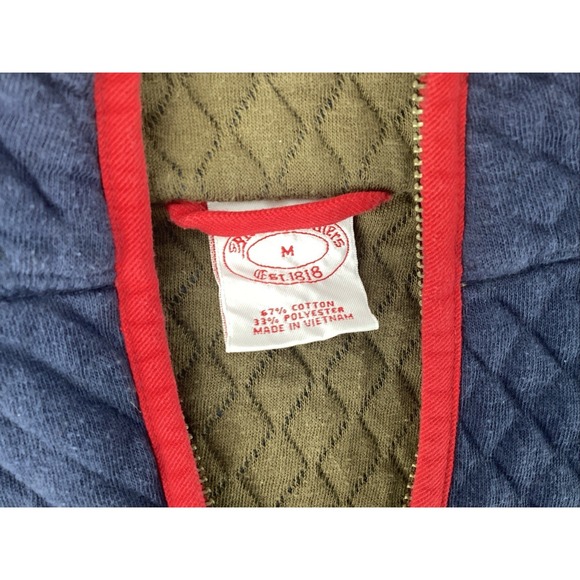 Brooks Brothers Blue Quilted 1/4 Zip Pullover Sweater, Red Trim, Size M - Picture 4 of 9